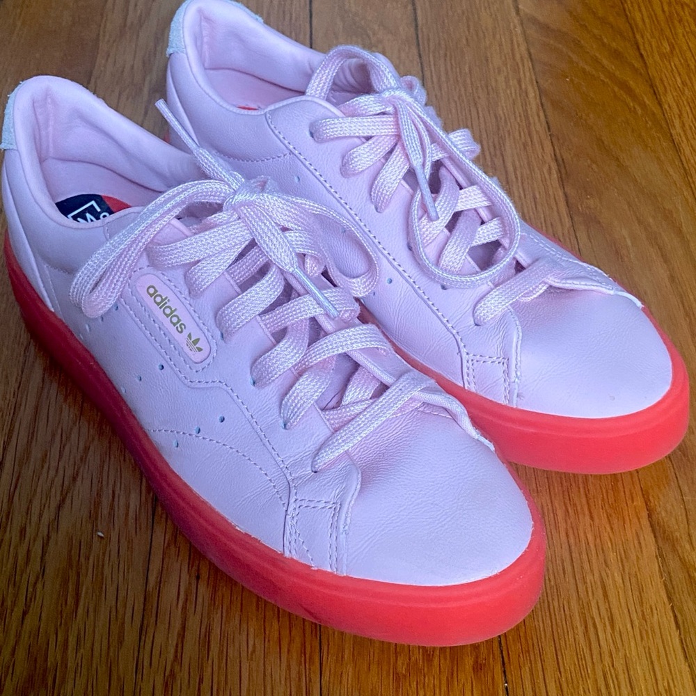 Adidas Women's Light Pink and Bright Pink Sneakers
